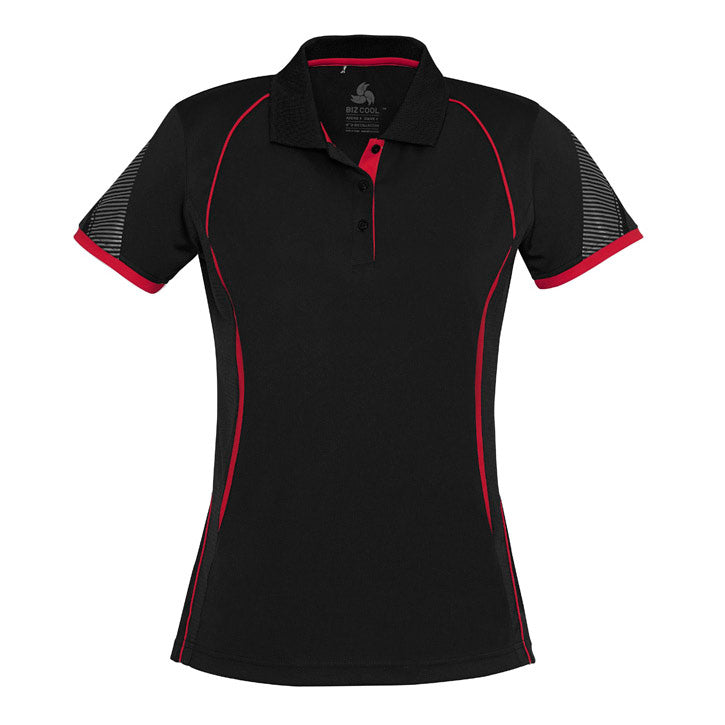 Biz Collection - Razor Ladies Polo_Black/Red - P405LS