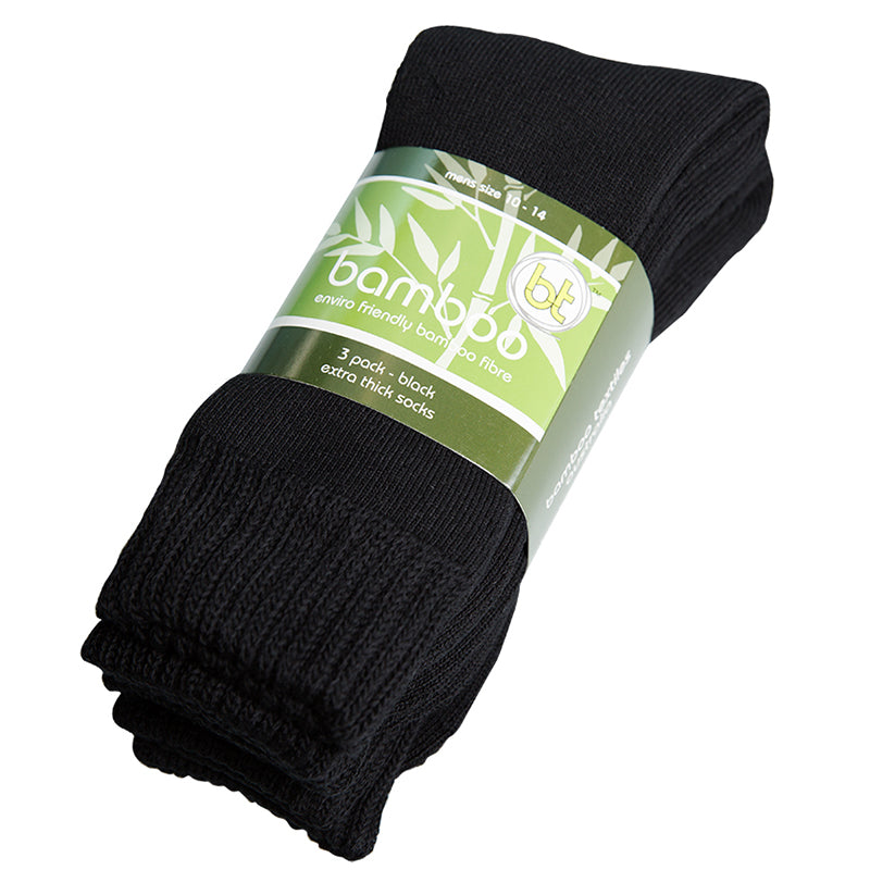 Bamboo Textiles - Extra Thick Bamboo Socks - 3 pack - Black