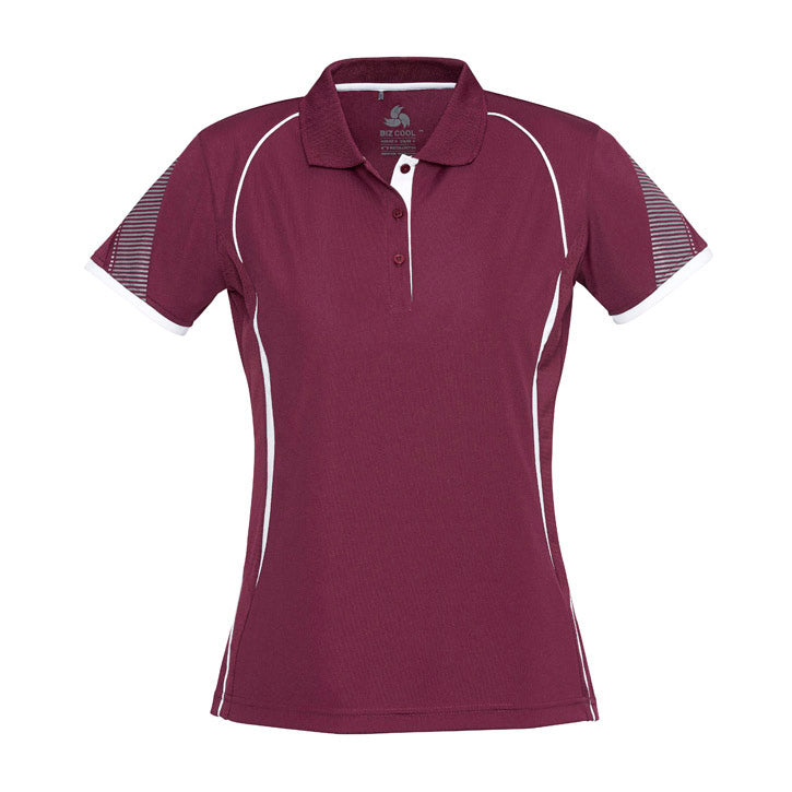 Biz Collection - Razor Ladies Polo_Maroon/White - P405LS