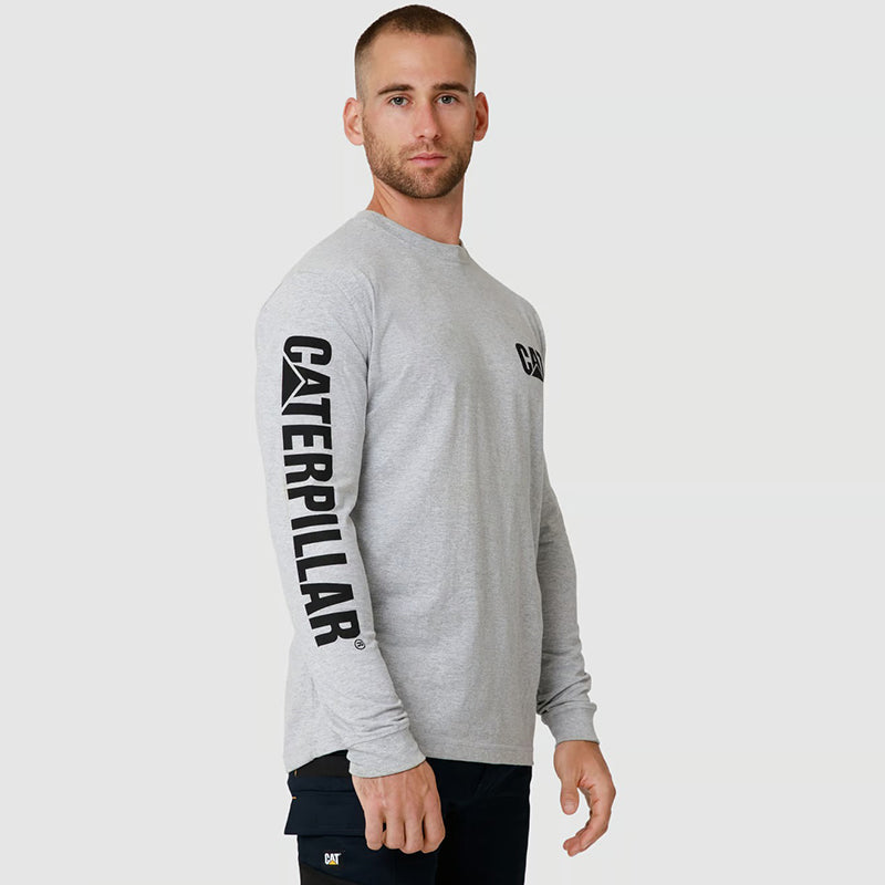 CAT - TRADEMARK BANNER L/S TEE_Heather Grey - 1510034.001