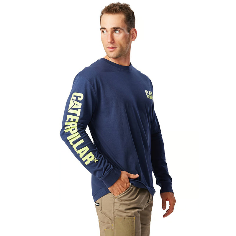 CAT - TRADEMARK BANNER L/S TEE_Detroit Blue-Hv Yellow - 1510034.12895