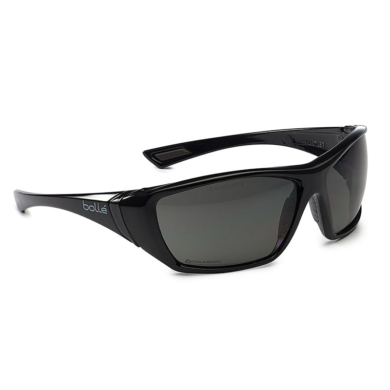 BOLLE - HUSTLER Gloss Black Frame Grey/Green Polarised Lens - Soft Drawstring Pouch - 1652607