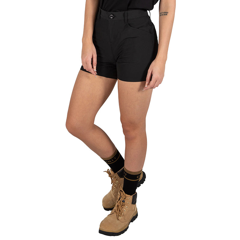 UNIT - FLEXLITE LADIES SHORT - Lightweight and Breathable Stretch Work Shorts_Black - 209217001