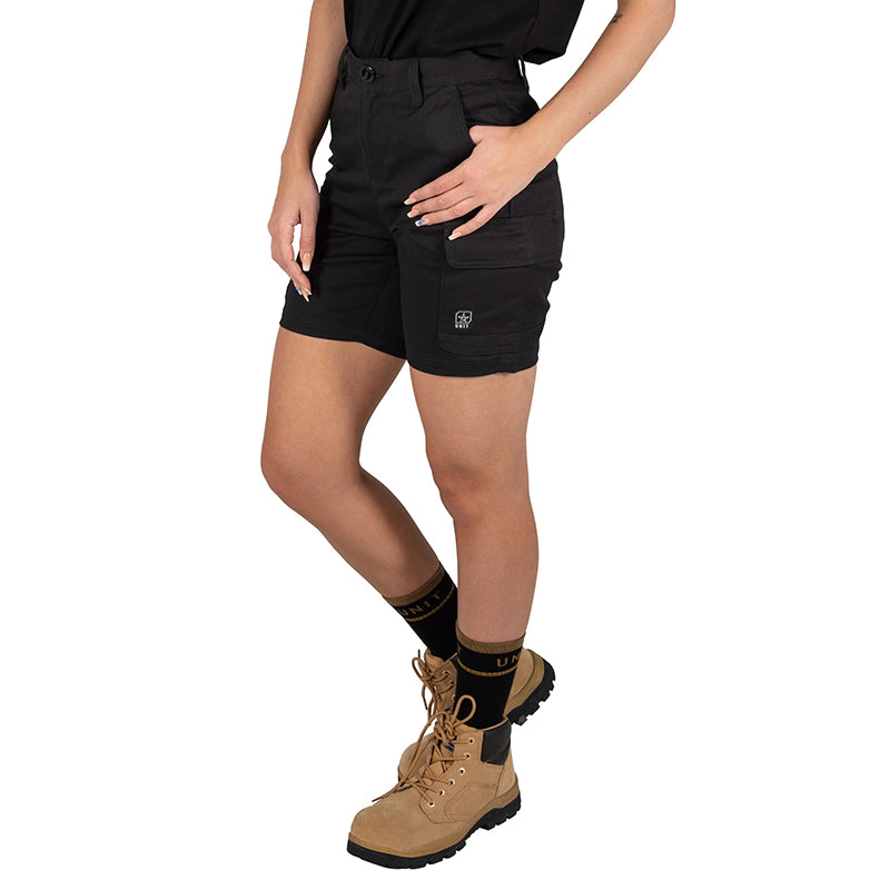 UNIT - STAPLE LADIES SHORT - Stretch Cotton Cargo Work Shorts_Khaki - 209217006