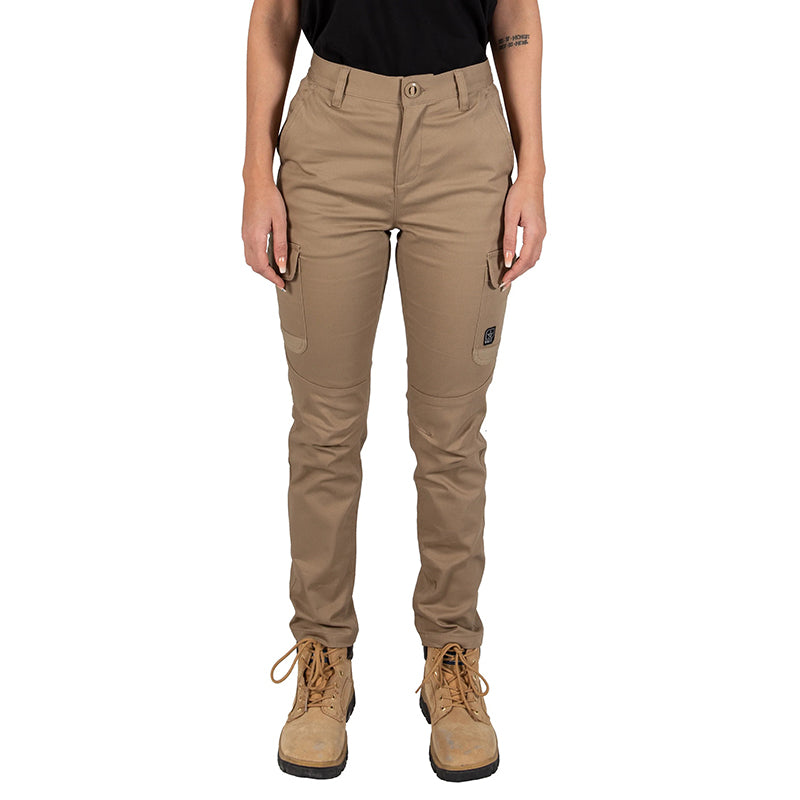 UNIT - STAPLE LADIES PANTS - Stretch Cotton Cargo Work Pants_Khaki - 209219002