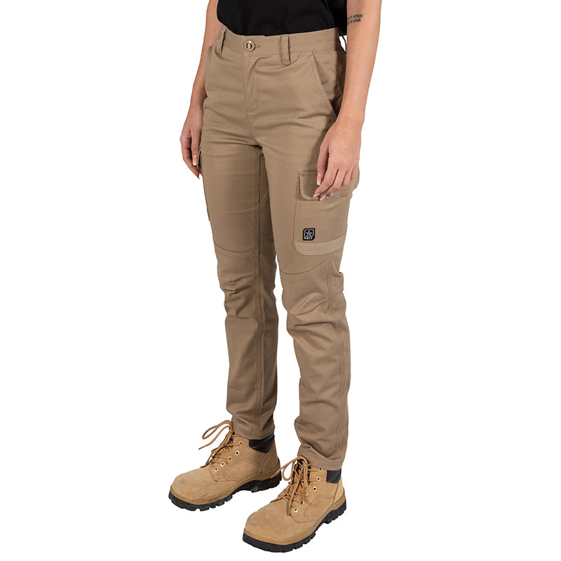 UNIT - STAPLE LADIES PANTS - Stretch Cotton Cargo Work Pants_Khaki - 209219002