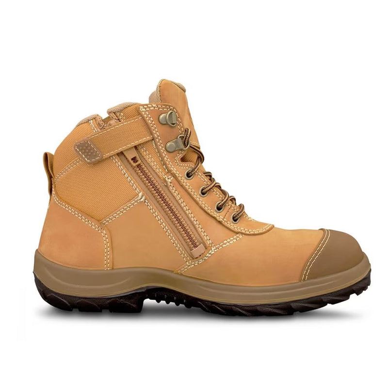 Oliver -Hiker Lace Up Zip Side Boot, Toe Scuff Protection_Wheat - 34662