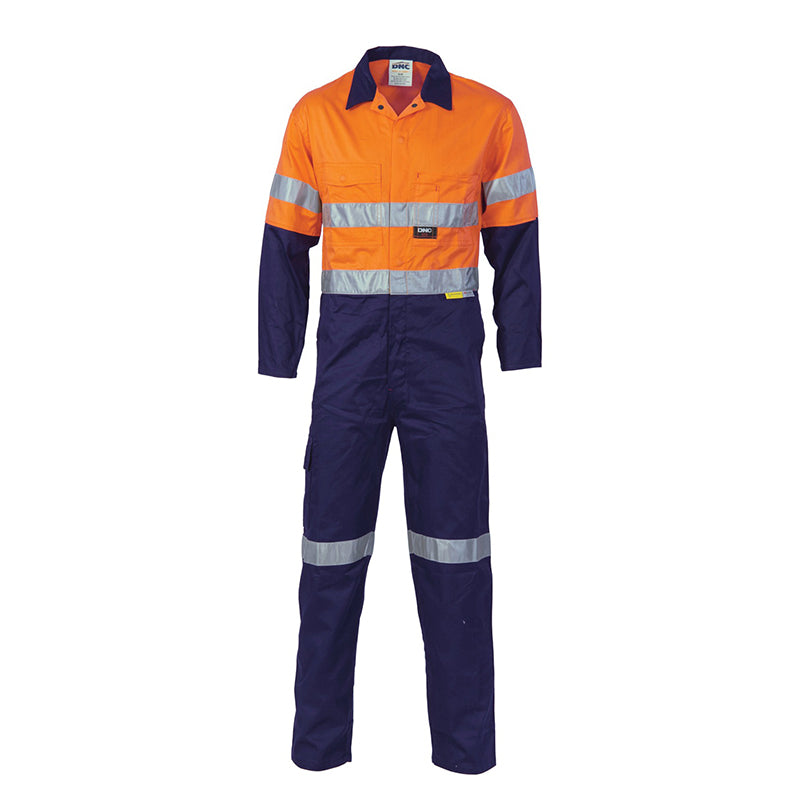 DNC - Hi Vis Taped Cool-Breeze Lightweight Cotton Coverall - 190gsm_Orange/Navy - 3955