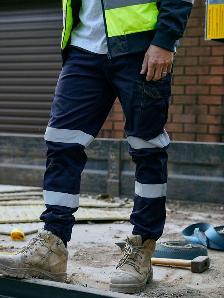 Bisley - Taped Biomotion Stretch Cotton Drill Cargo Cuffed Pants_Navy - BPC6028T