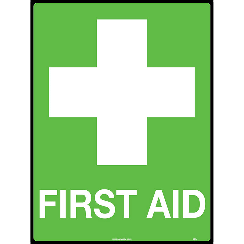 Uniform Safety Signs - 300x225mm - Metal - First Aid - 501MM