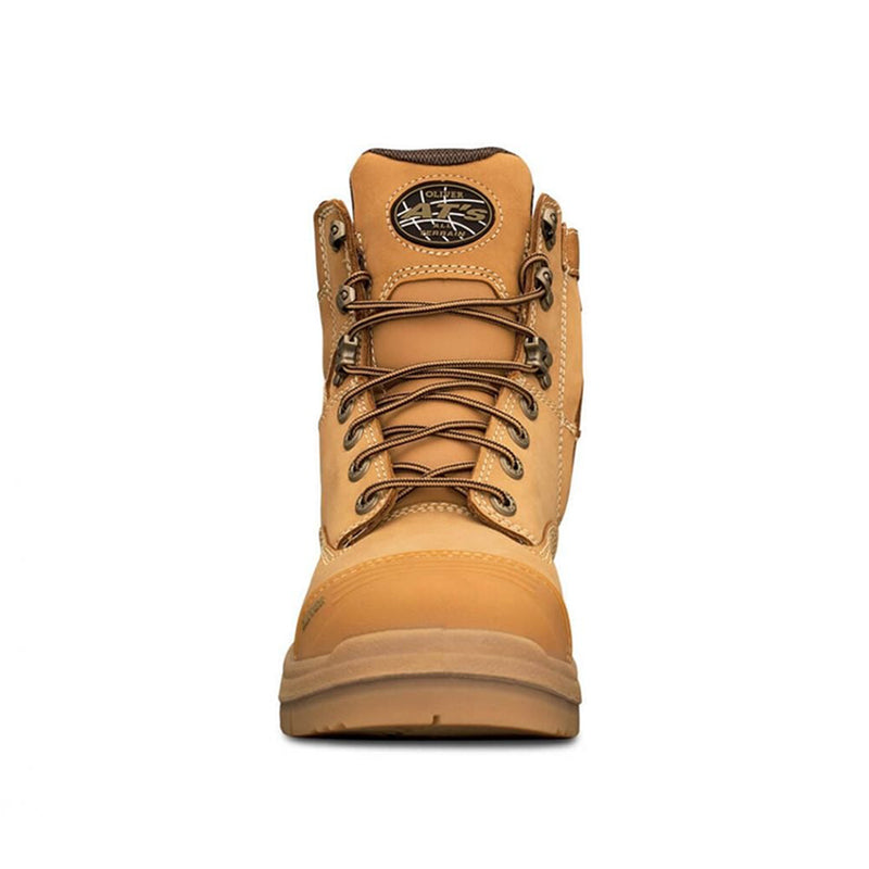 Oliver - 150mm Zip Side Lace Up Boot, COOLstep lining_Wheat - 55332Z