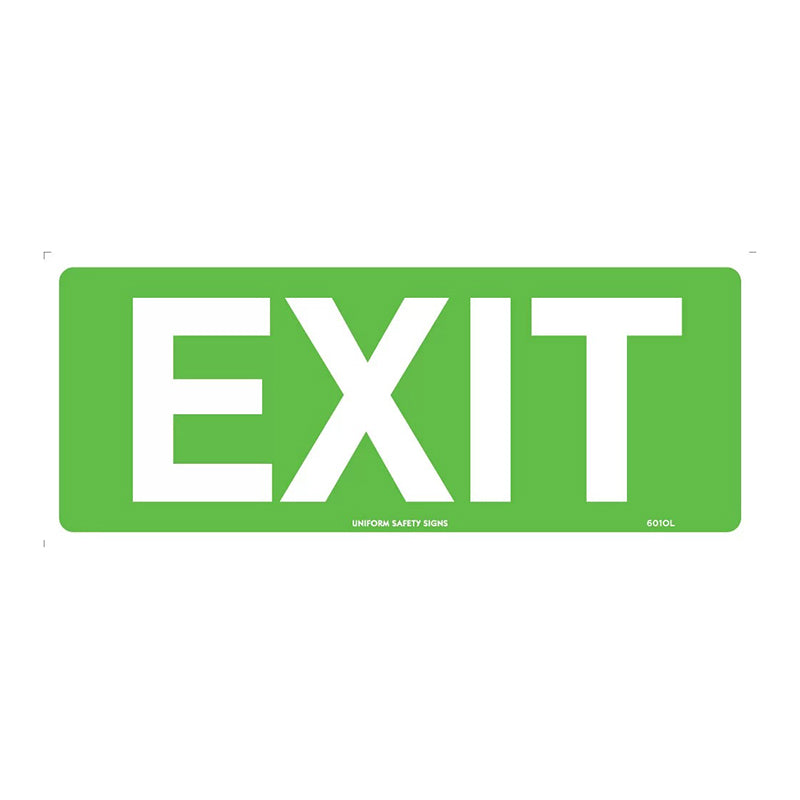 Uniform Safety Signs - 350x145mm - Metal - Luminous - Exit - 601OLM