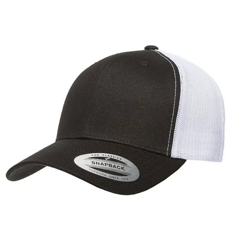 Yupoong Classic Retro Wade Trucker Two Tone - 6 Panel Curved Peak Cap _Black/White - 6606T