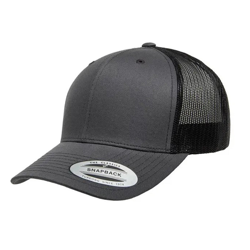 Yupoong Classic Retro Wade Trucker Two Tone - 6 Panel Curved Peak Cap _Charcoal/Black - 6606T