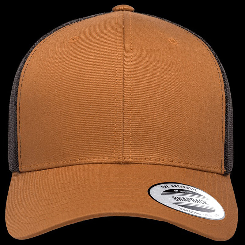 Yupoong Classic Retro Wade Trucker Two Tone - 6 Panel Curved Peak Cap _Caramel/Black - 6606T