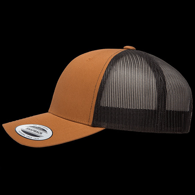 Yupoong Classic Retro Wade Trucker Two Tone - 6 Panel Curved Peak Cap _Caramel/Black - 6606T