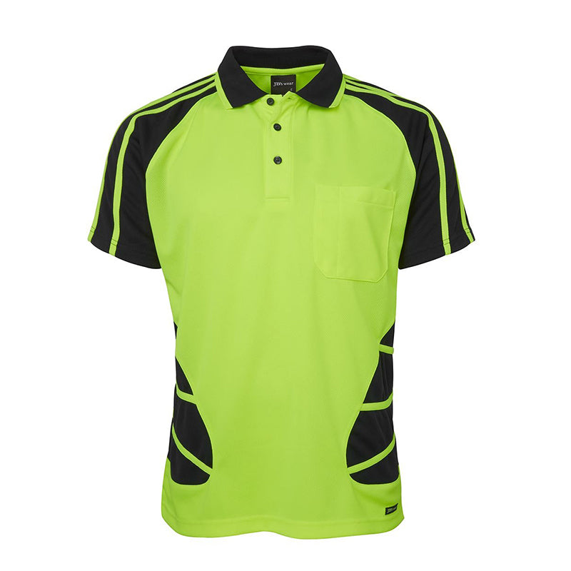 JBs Wear - Hi Vis S/S SPIDER POLO LIME/BLACK- 6HSP