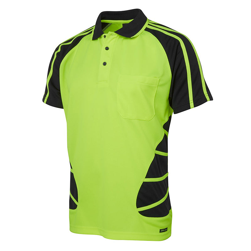 JBs Wear - Hi Vis S/S SPIDER POLO LIME/BLACK- 6HSP