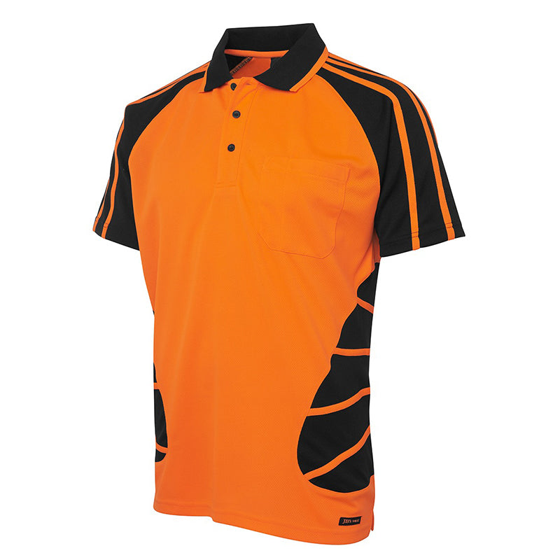JBs Wear - Hi Vis S/S SPIDER POLO ORANGE/BLACK- 6HSP