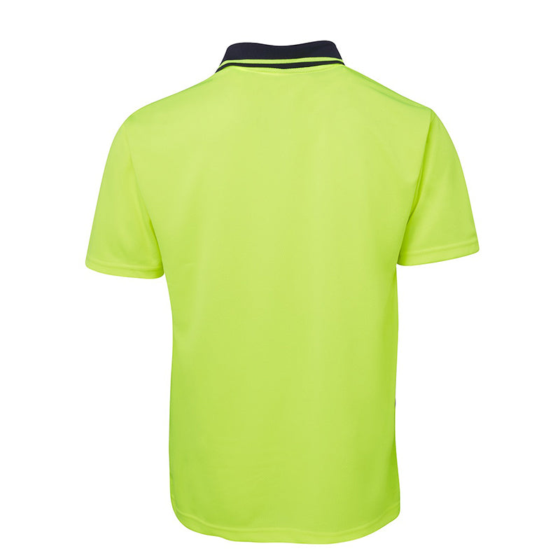 JBs Wear - KIDS Hi Vis NON CUFF TRAD POLO LIME/NAVY - 6HVNC