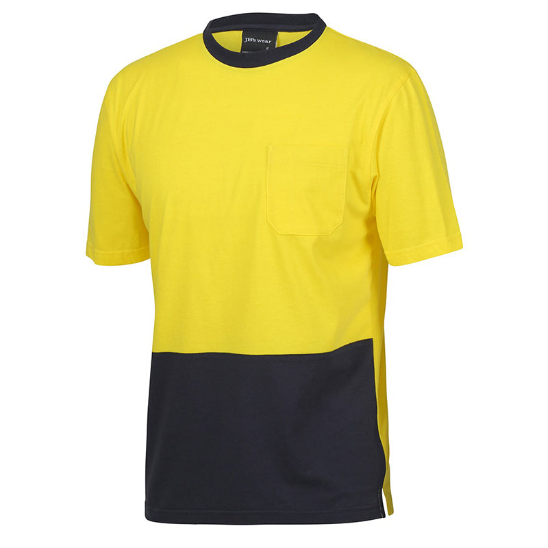 JBs Wear - Hi Vis CREW NECK COTTON T-SHIRT YELLOW/NAVY - 6HVTC