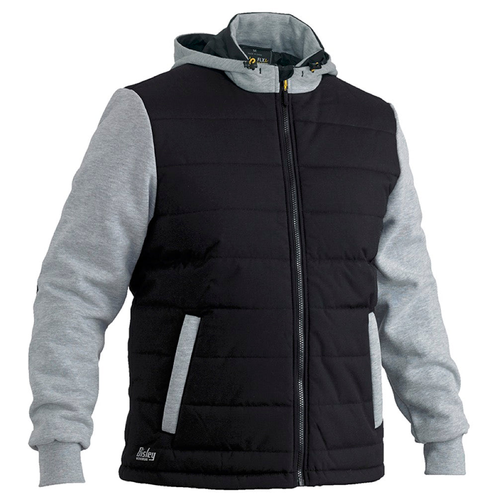 Bisley - Flx & Move Contrast Puffer Fleece Hooded Jacket_Black - BJ6944