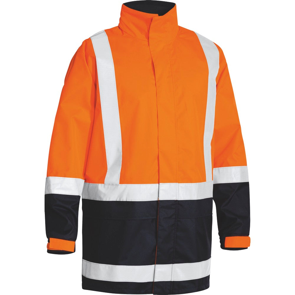 Bisley - Taped Hi Vis Rain Shell Jacket_Orange/Navy - BJ6966T