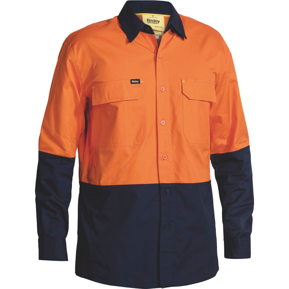 Bisley - X Airflow Hi Vis Ripstop Shirt_Orange/Navy - BS6415