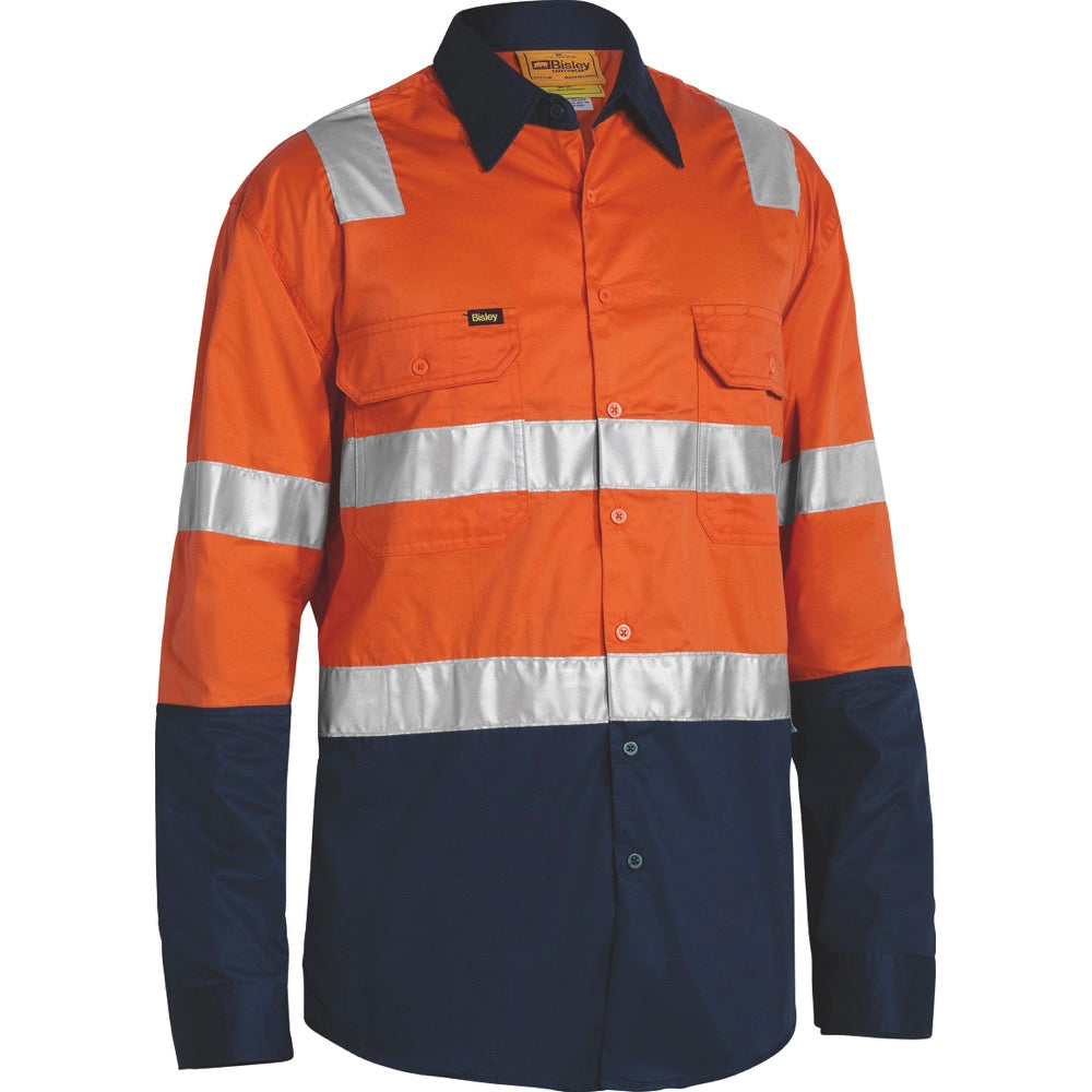 Bisley - Taped Hi Vis Cool Lightweight Shirt with Shoulder Tape_Orange/Navy - BS6432T
