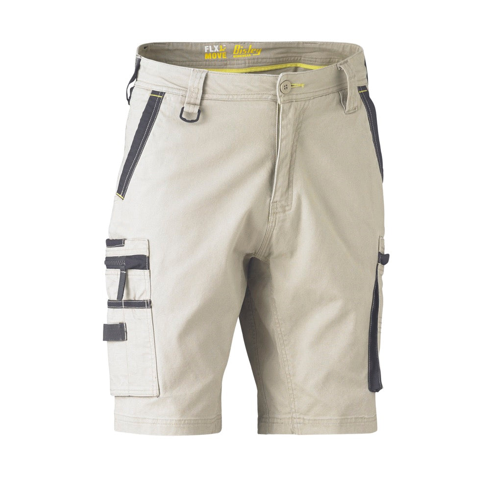 Bisley - Flx & Move Stretch Utility Zip Cargo Short_Stone - BSHC1330
