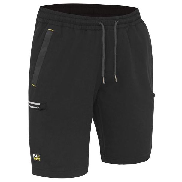 Bisley - Flx & Move 4-Way Stretch Elastic Waist Cargo Short-Black_BSHC1333