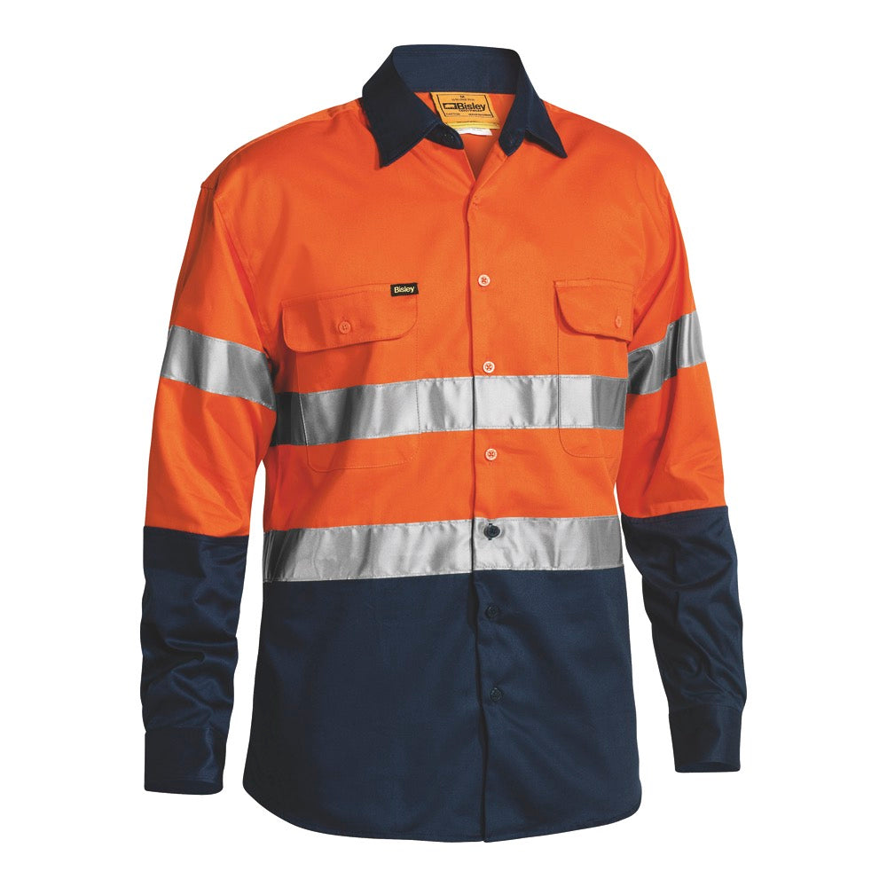 Bisley - Taped Hi Vis Drill Shirt_Orange/Navy - BT6456