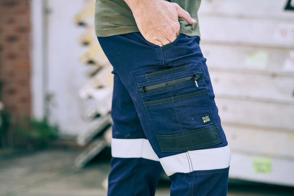 Bisley - Flx & Move Taped Stretch Denim Cargo Cuffed Pants_Denim - BPC6335T