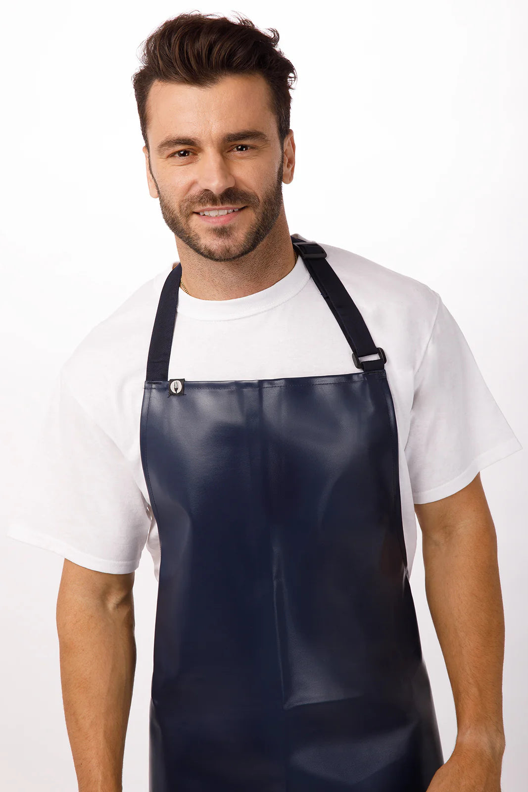 Chef Works - Long PVC Bib Apron- Navy - CWPVL