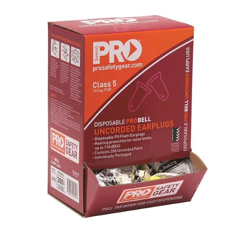 PRO CHOICE - PROBELL DISPOSABLE UNCORDED EARPLUGS (200 PAIRS PER BOX) Class 5 - 27dB - EPYU