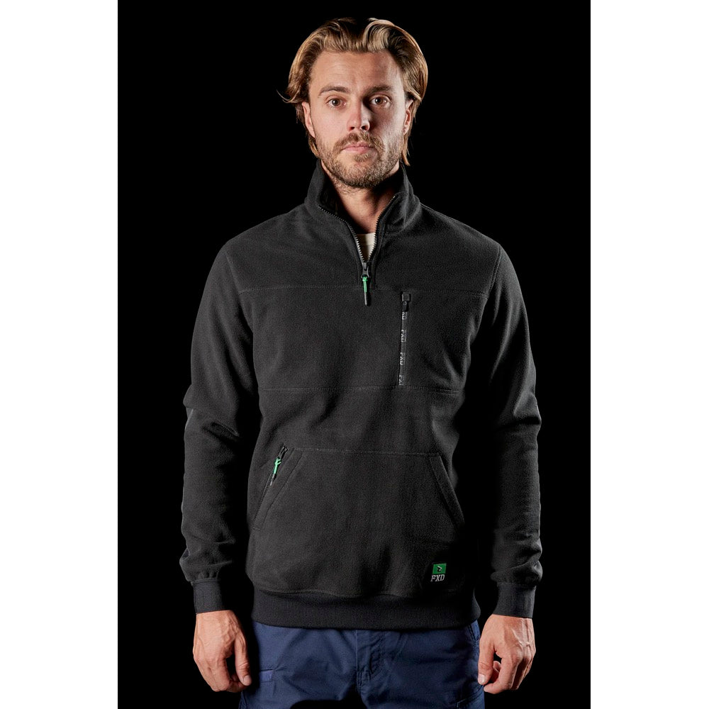 FXD - WF-2 - Bonded Membrane Fleece Quarter Zip_Black