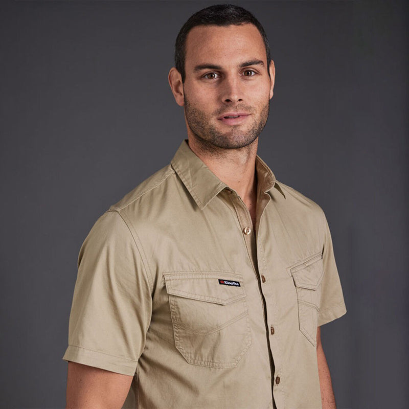 King Gee - TRADIE SLIM SHIRT SS_Khaki - K14355