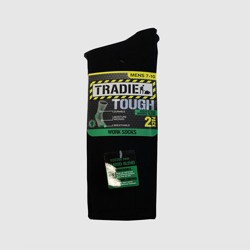 Tradie Mens 2pk Bamboo Sock_Black - M22559SJ -Black