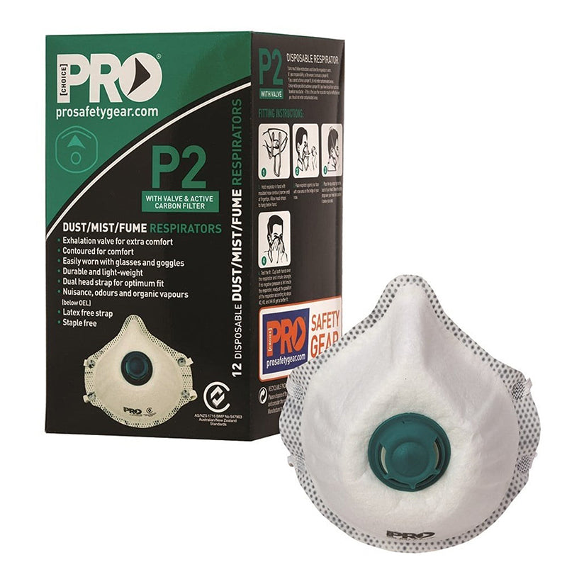 PRO CHOICE - P2 RESPIRATOR WITH VALVE & CARBON FILTER (12/BOX) - PC531