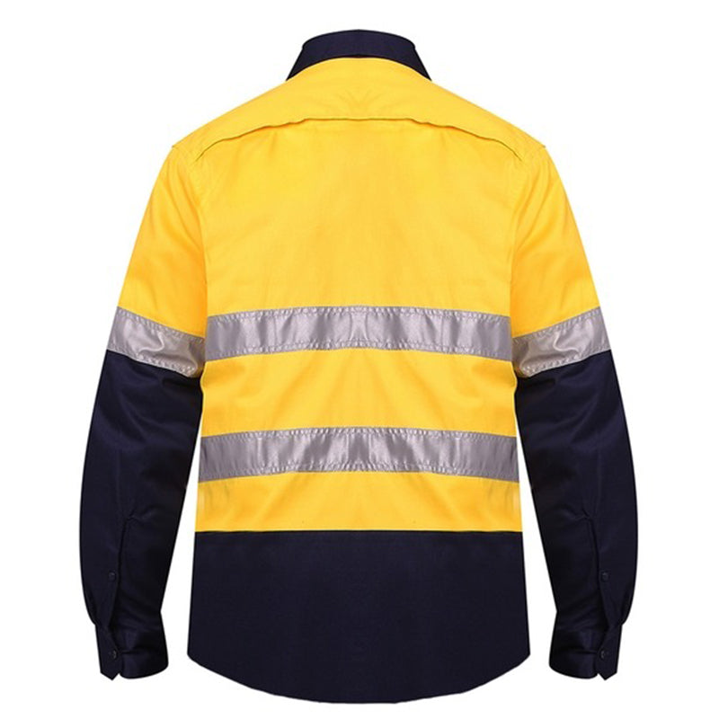 Ritemate - Vented Open Front L/W L/S 3M Tape Yellow/Navy - RM107V2R