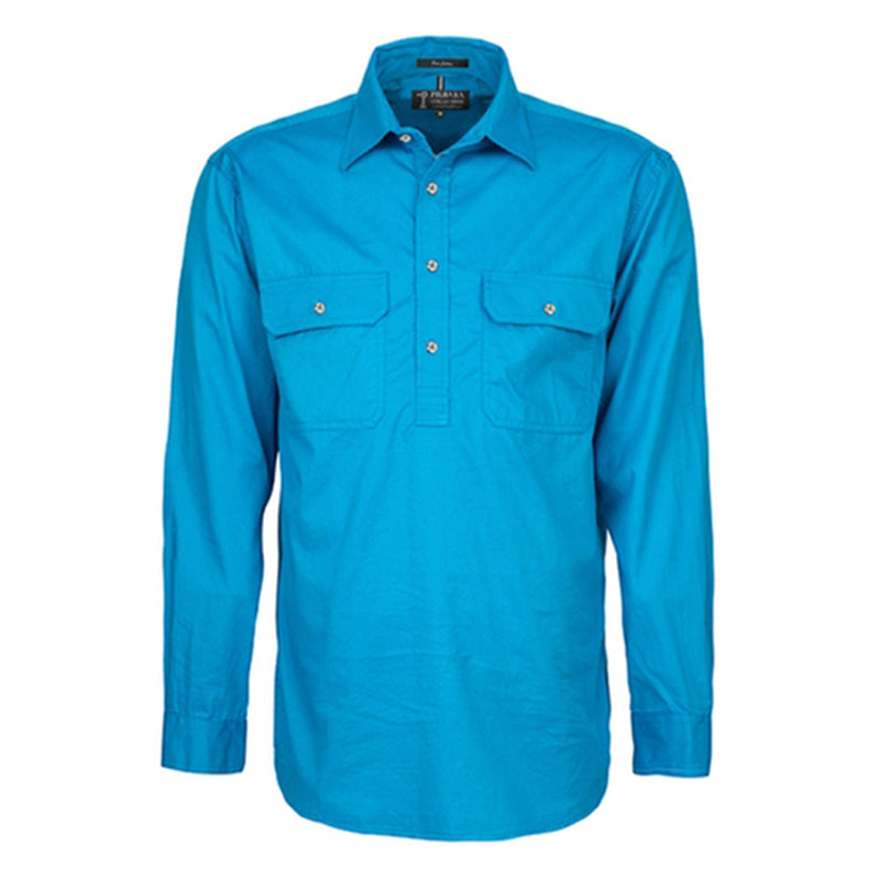 Ritemate - Mens Pilbara Closed Front L/S Shirt Azure - RM200CF