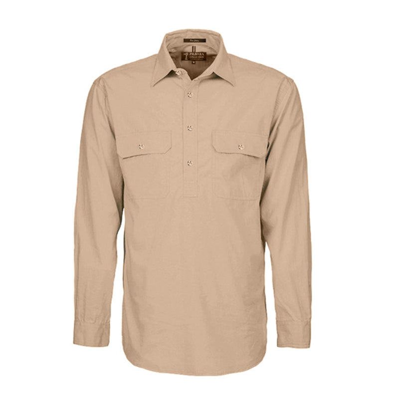 Ritemate - Mens Pilbara Closed Front L/S Shirt Clay - RM200CF