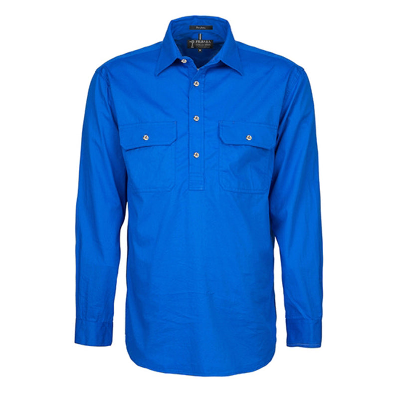 Ritemate - Mens Pilbara Closed Front L/S Shirt Cobalt Blue - RM200CF