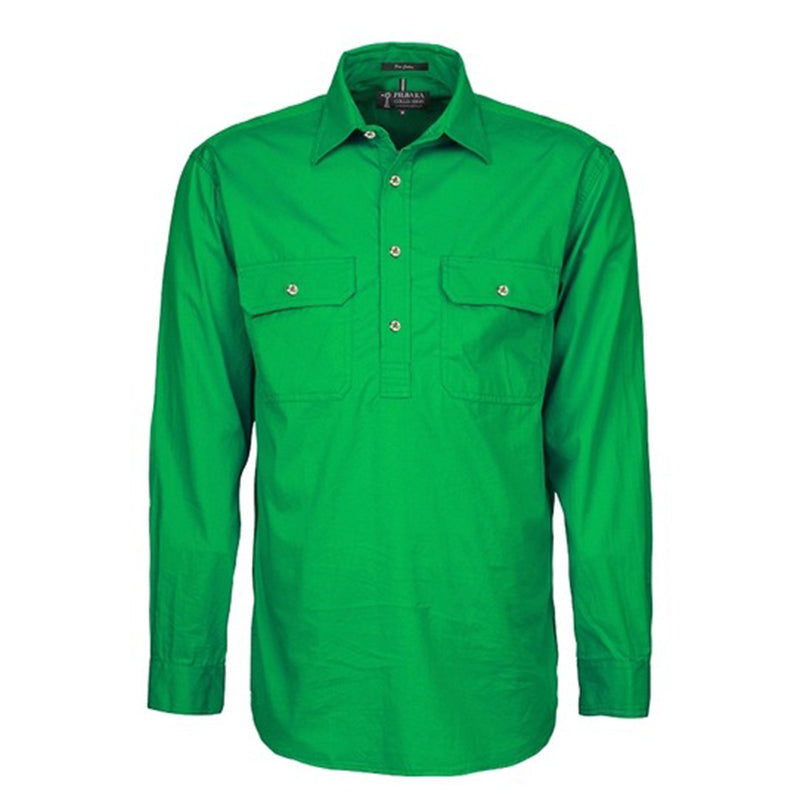 Ritemate - Mens Pilbara Closed Front L/S Shirt Emerald - RM200CF