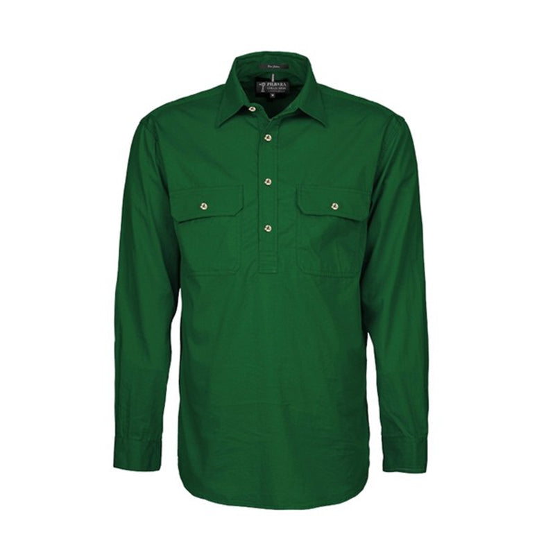 Ritemate - Mens Pilbara Closed Front L/S Shirt Green - RM200CF