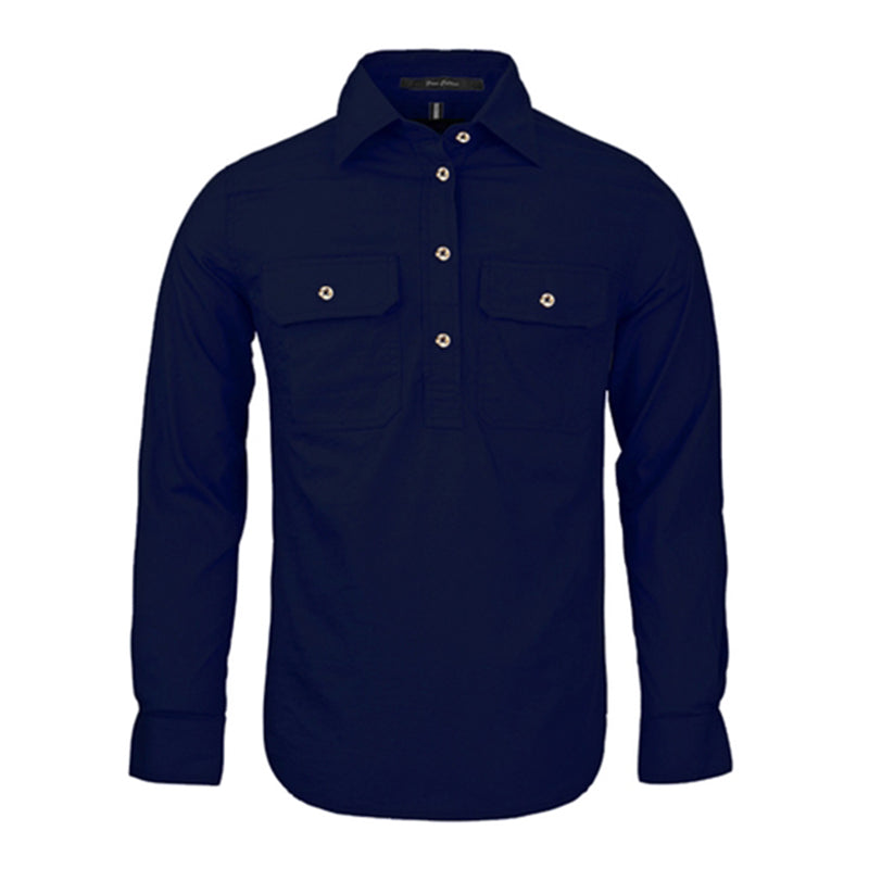 Ritemate - Womens Pilbara Closed Front L/S Shirt French Navy - RM300CF