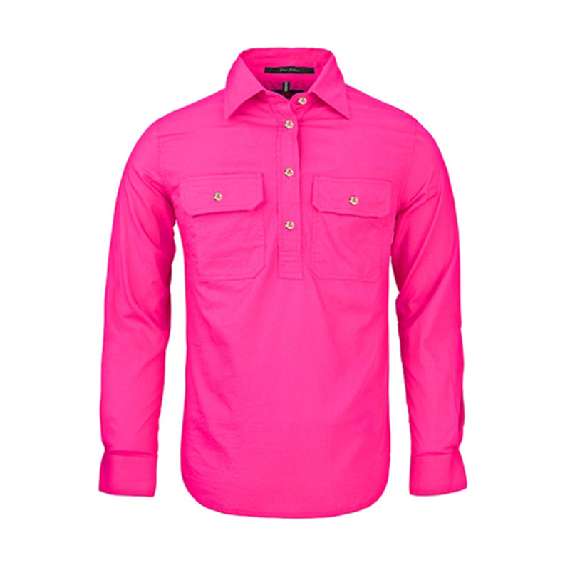 Ritemate - Womens Pilbara Closed Front L/S Shirt Fuschia - RM300CF