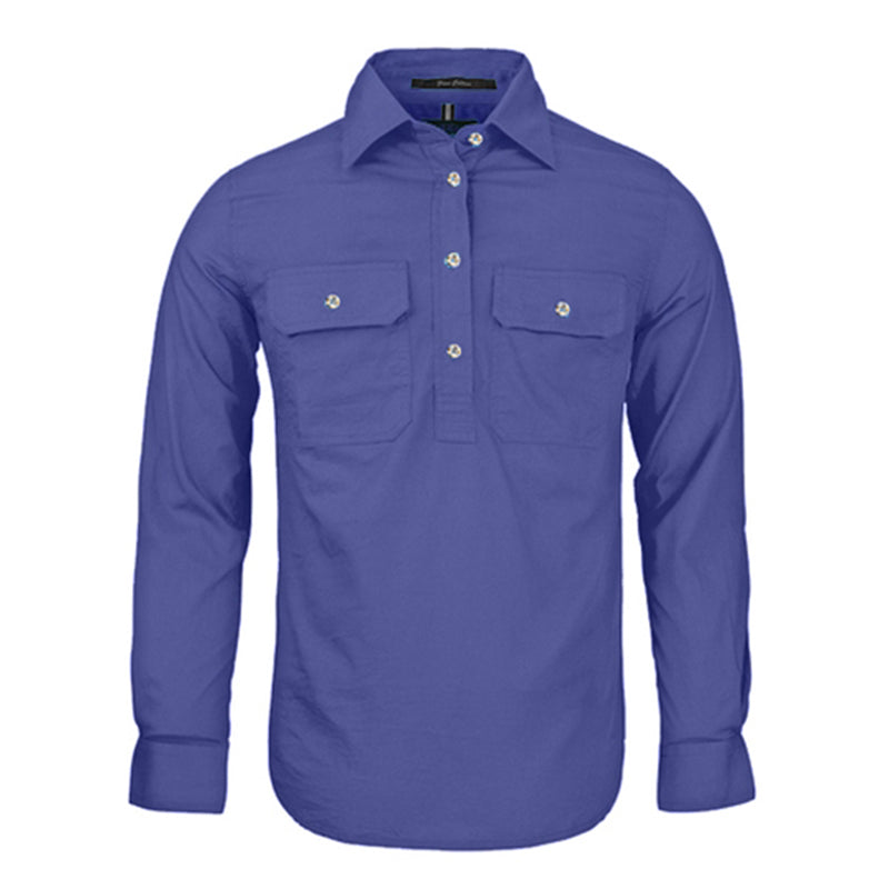 Ritemate - Womens Pilbara Closed Front L/S Shirt Lavender - RM300CF