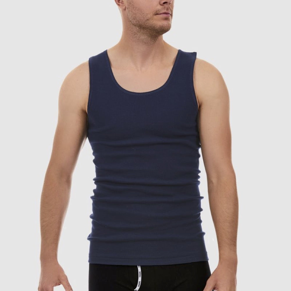 Tradie Mens 1pk Cotton Singlet_Navy - MJ1082HC -Navy