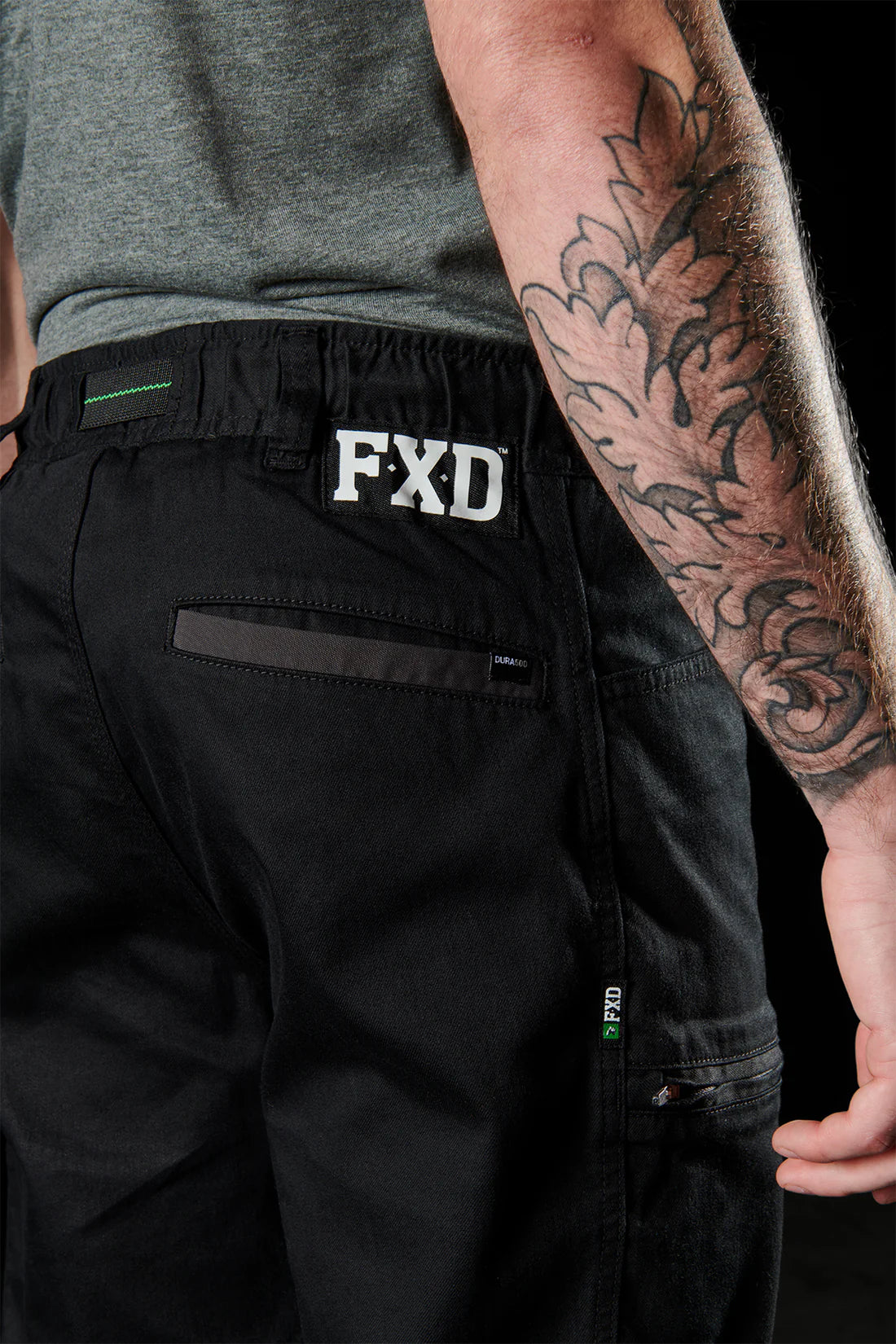 FXD - WP-6 - Elastic Waist Stretch Work Pant with integrated belt_Black